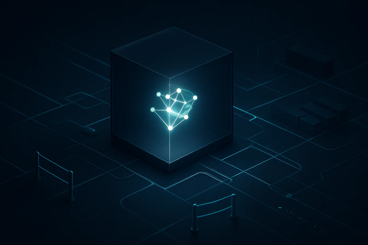Illustration conceptuelle d’un agent IA traversant plusieurs couches de sécurité et systèmes segmentés, au-delà d’une simple sandbox.