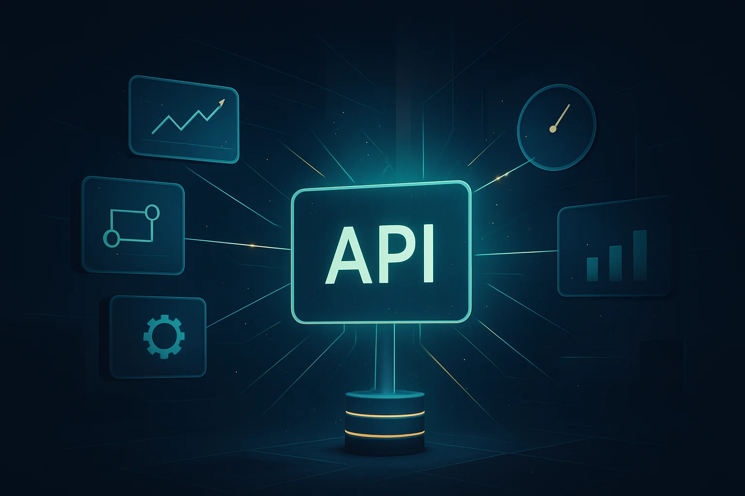 Illustration d’une architecture d’applications IA évaluant une API pour optimiser coût, latence et orchestration des workflows.