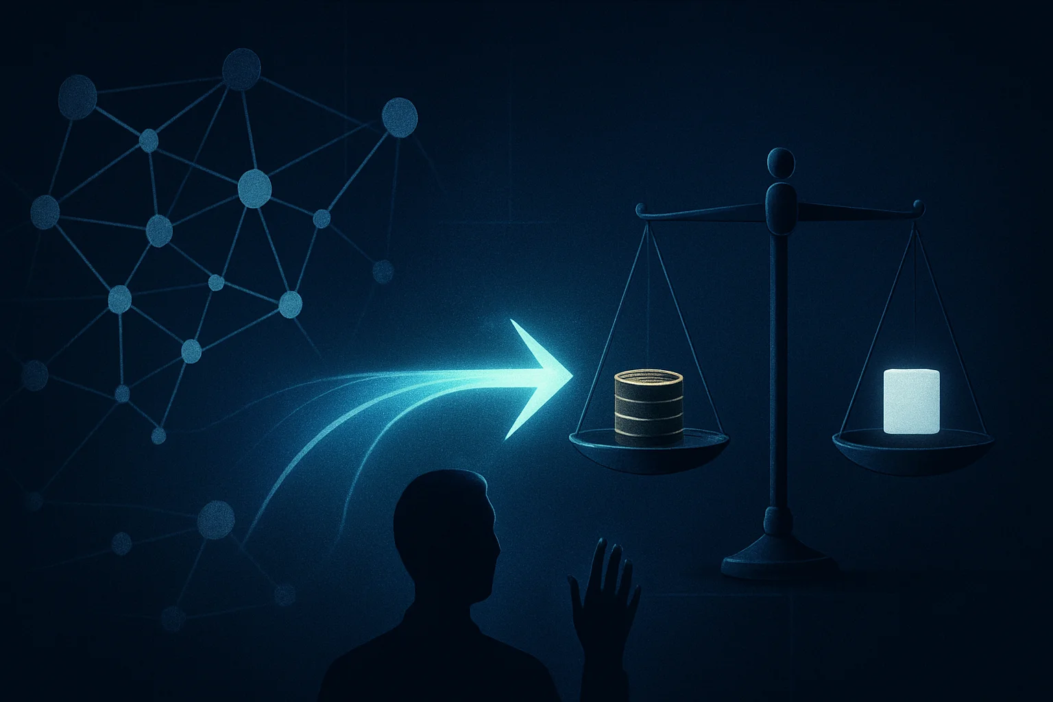 Représentation abstraite du coût complet d’un workflow d’agent IA, entre tokens, itérations, supervision humaine et tâche réussie.