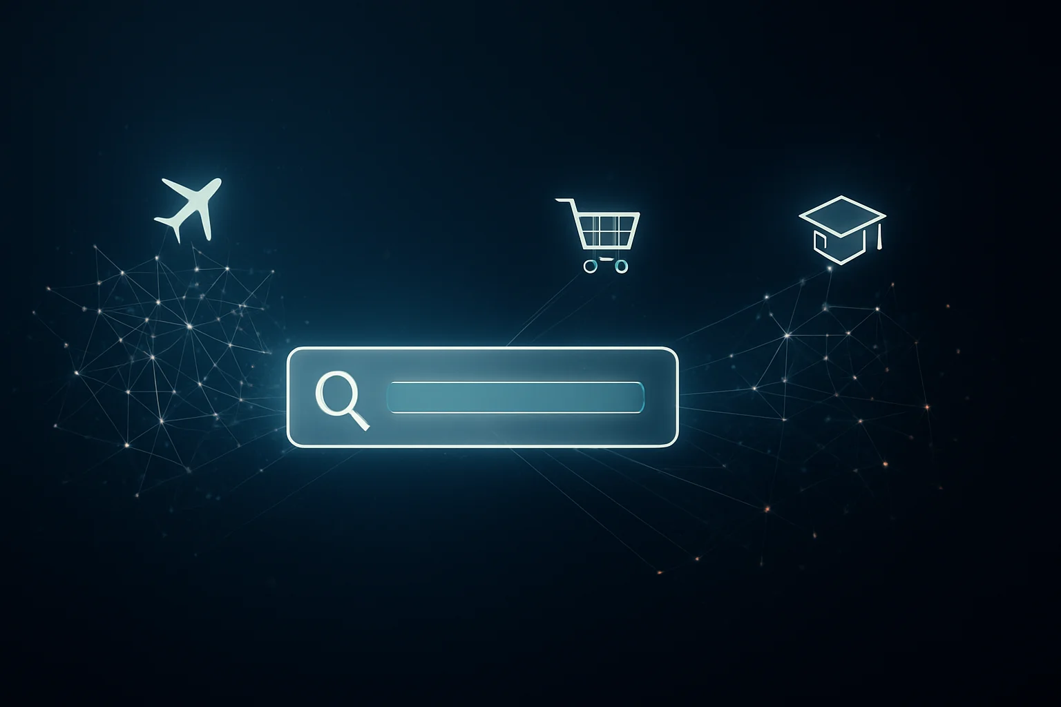 Visualisation abstraite des différences de fréquence des citations de ChatGPT selon les secteurs du voyage, du retail et de l’éducation.