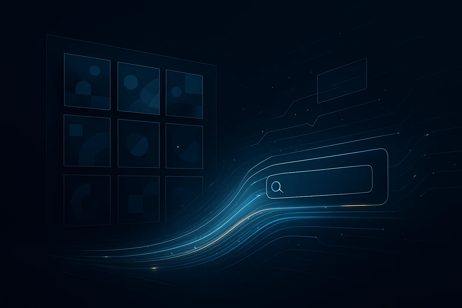 Illustration d'une interface de découverte visuelle évoluant vers un flux personnalisé alimenté par l'intelligence artificielle, symbolisant les enjeux SEO de Google Images.