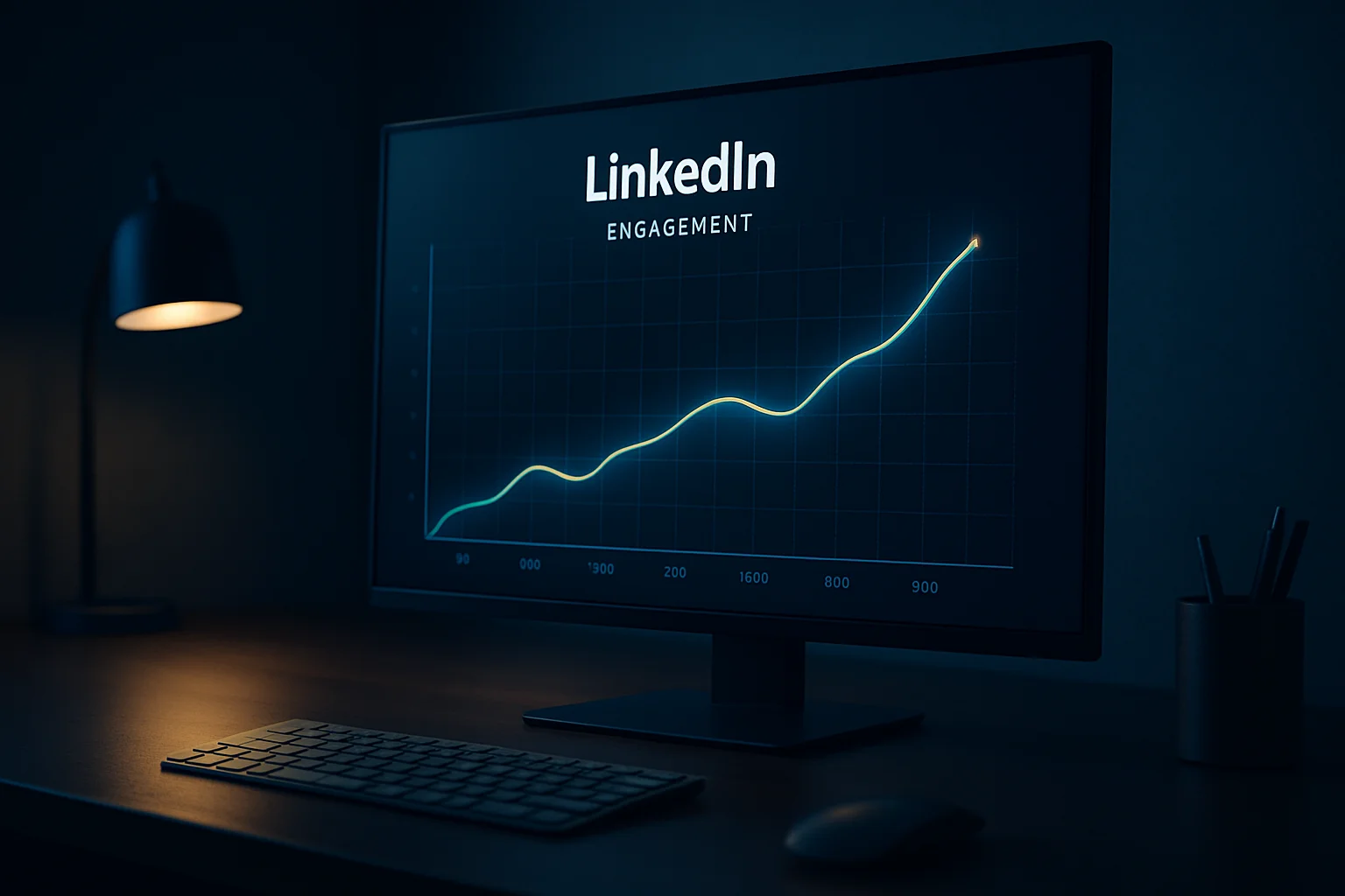 Visualisation abstraite des horaires de publication LinkedIn entre 15h et 20h, comparés à l’aide de données d’engagement.