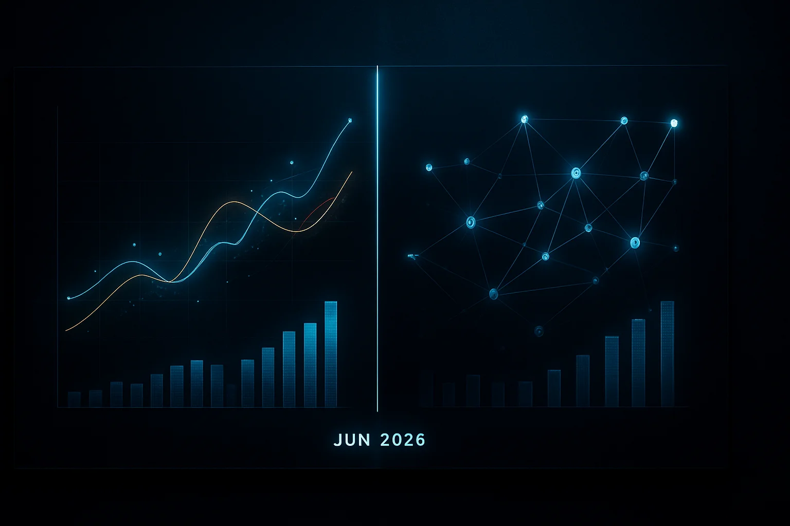 Visualisation abstraite d’une rupture de série dans le reporting Performance Max après l’élargissement des données à tous les réseaux