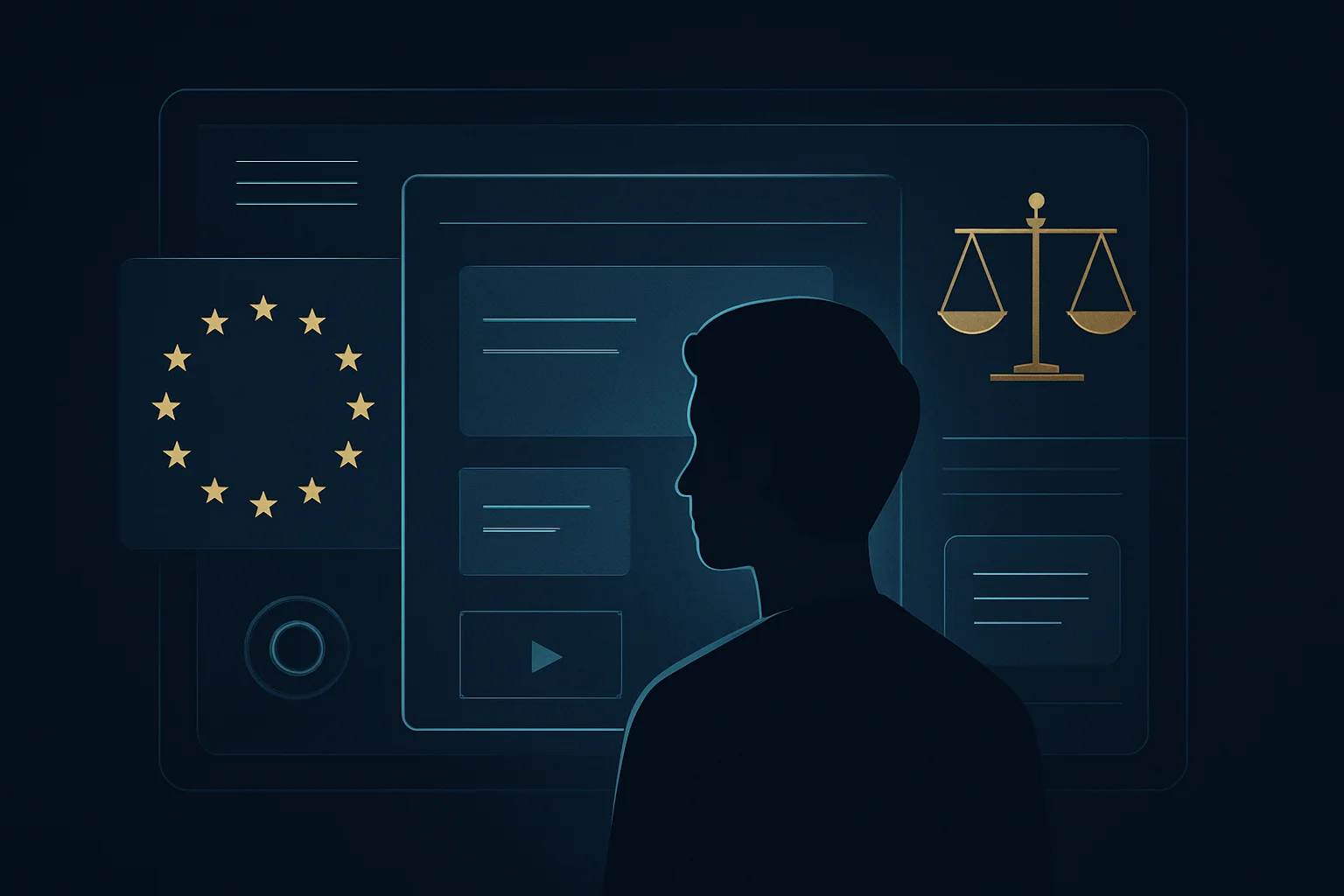 Illustration symbolique d'une plateforme numérique confrontée à un futur cadre réglementaire européen sur l'accès des mineurs et la vérification d'âge.