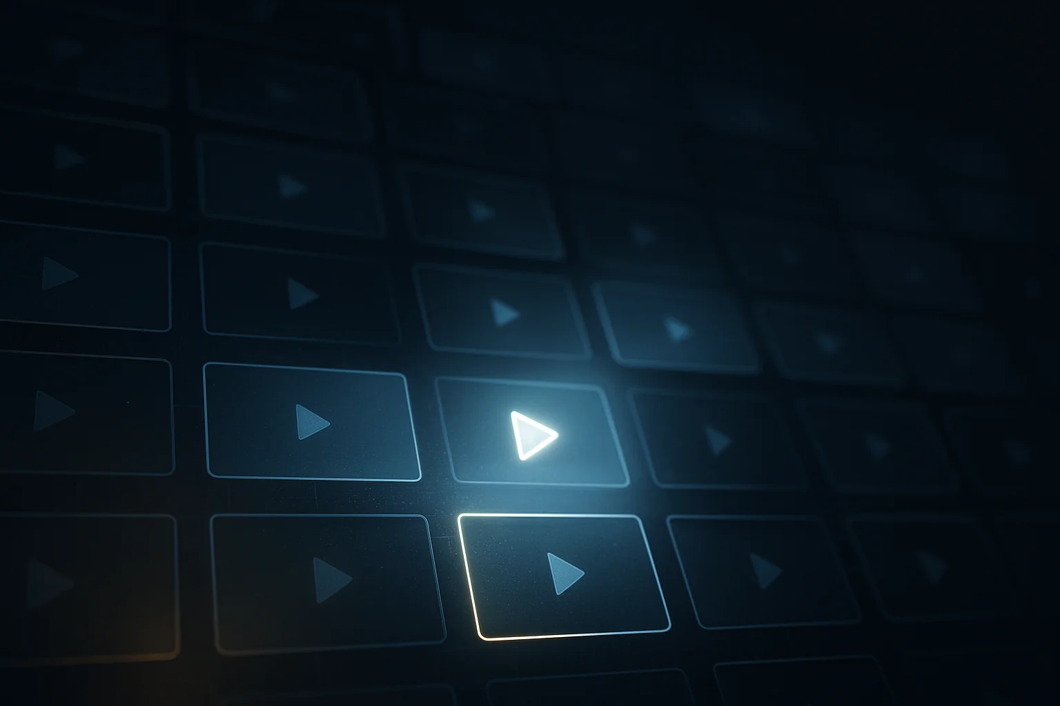 Chaîne de production vidéo automatisée où des contenus répétitifs sont filtrés, illustrant le risque de monétisation des vidéos IA produites en masse.